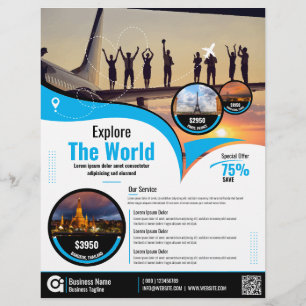 Travel Agency Flyer Blue Template