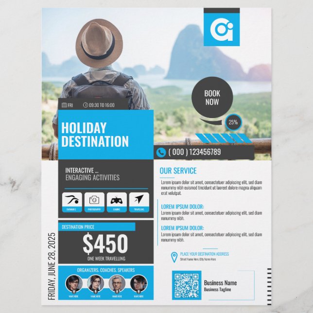 Travel Agency Flyer Blue Template (Front)