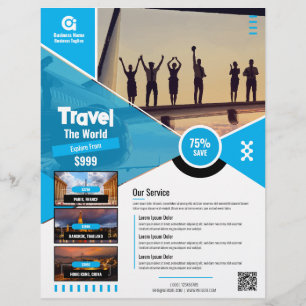 Travel Agency Flyer Blue Template