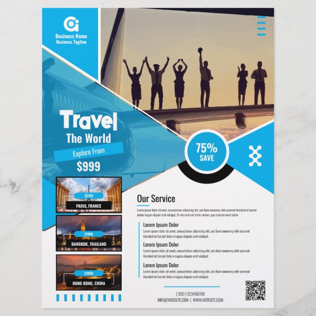 Travel Agency Flyer Blue Template (Front)