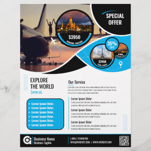 Travel Agency Flyer Blue Template