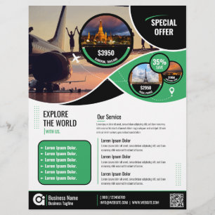 Travel Agency Flyer Green Template