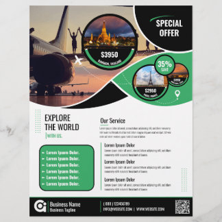 Travel Agency Flyer Green Template