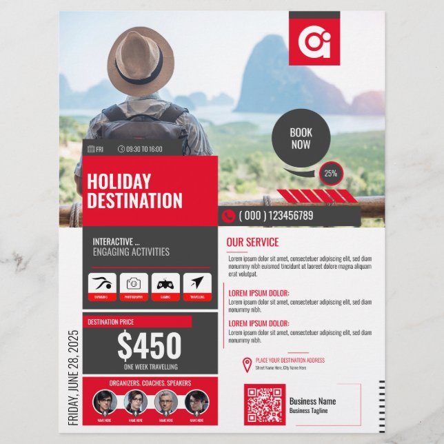 Travel Agency Flyer Red Template (Front)