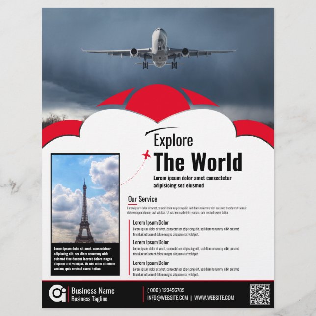 Travel Agency Flyer Red Template (Front)
