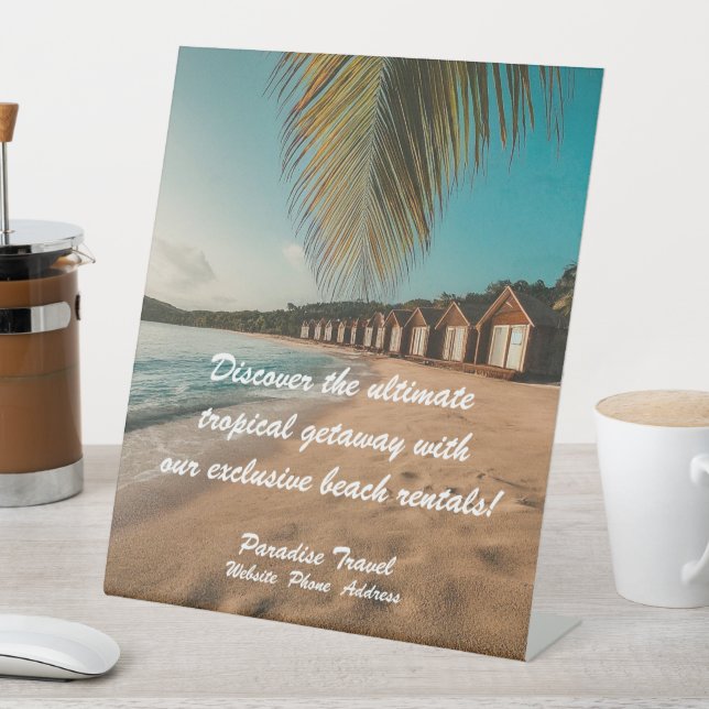 Travel Agency Marketing And Advertising Tropical Pedestal Sign (In SItu)