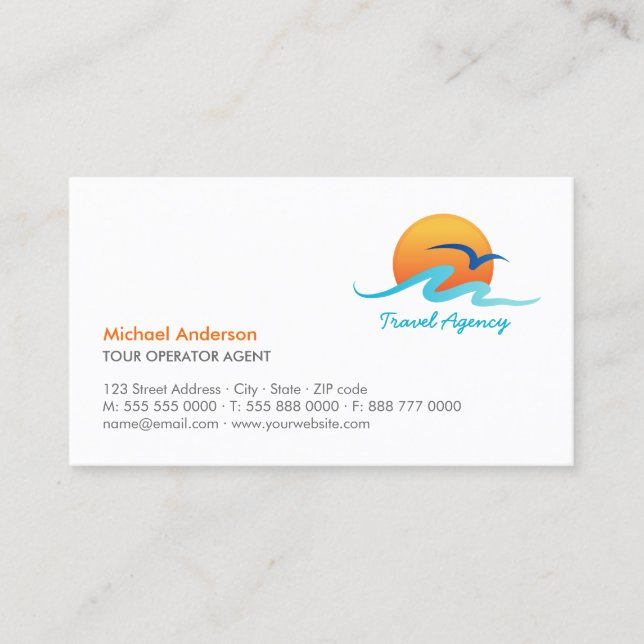 Travel Agency Tourism Tour Operator business card (Front)