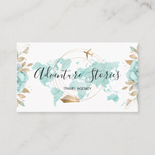 Travel Agency Travel Blog Blue World Map Cruise Business Card