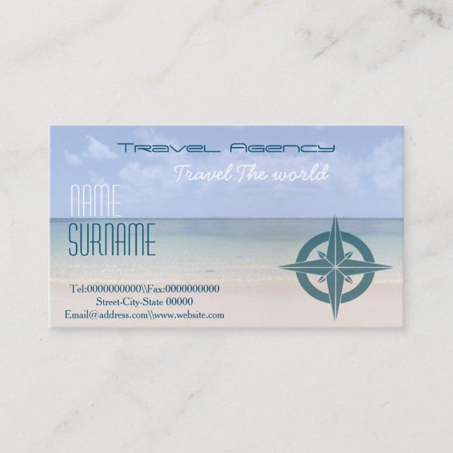 Travel agency, vacation rentals ..... business card (Front)