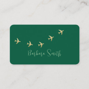 Travel Agent aeroplanes flying on hunter-green Business Card