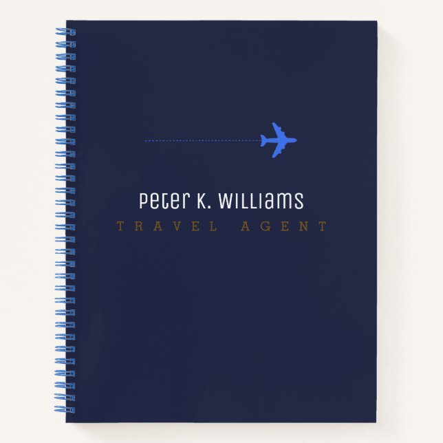 travel agent blue notebook with an aeroplane (Front)