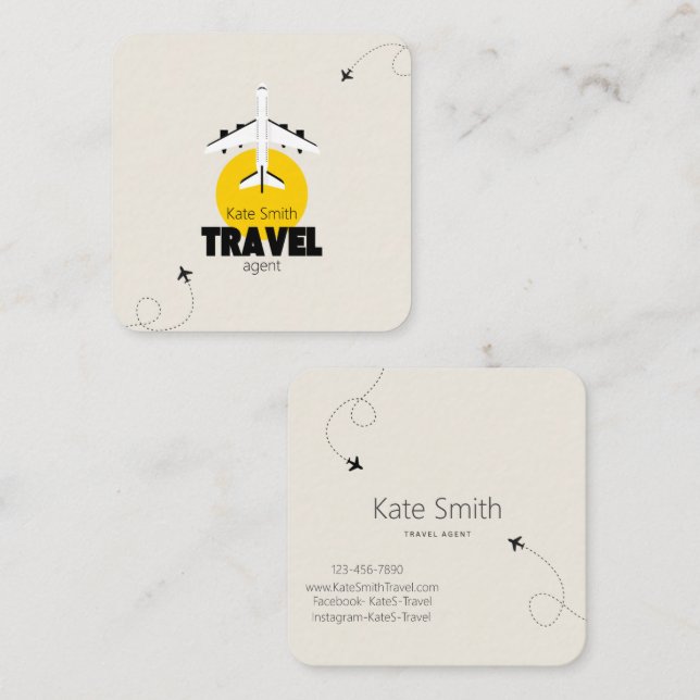 Travel agent business cards!  square business card (Front/Back)
