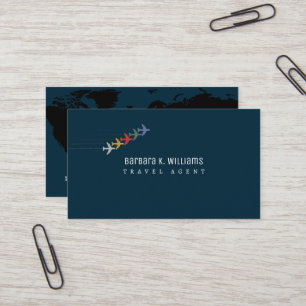 Travel Agent Business Cards with 5-Color Airplanes