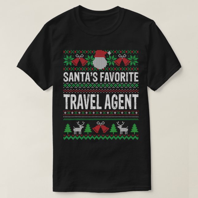 Travel agent Christmas Gift  Santas Favourite Trav T-Shirt (Design Front)