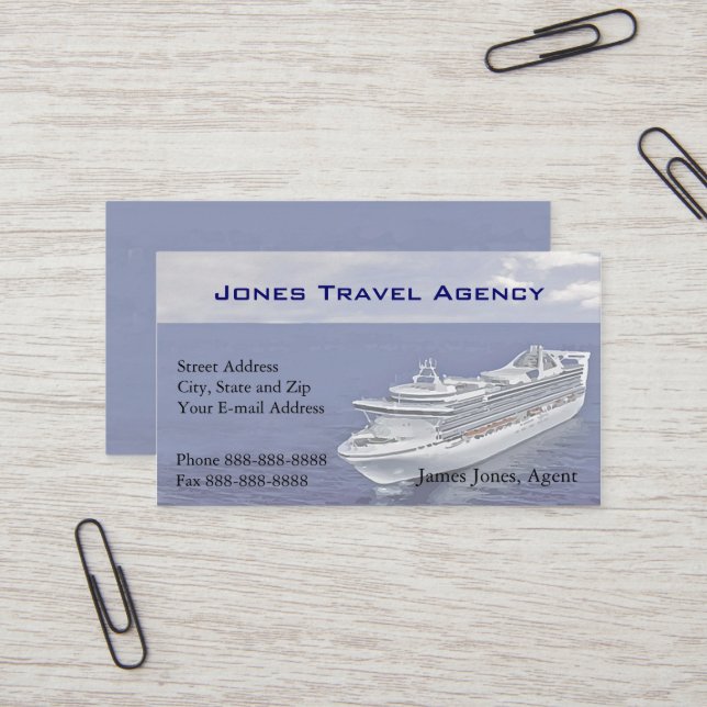 Travel Agent Cruise Ship Agency Business Card (Front/Back In Situ)
