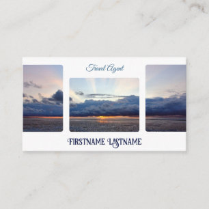 Travel agent dramatic sky ocean beach sunset business card