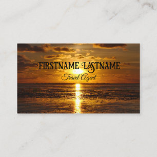 Travel agent dramatic sky ocean beach sunset business card