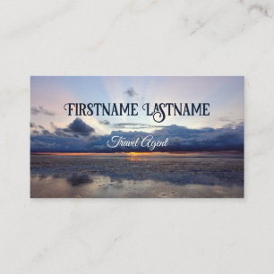 Travel agent dramatic sky ocean beach sunset business card