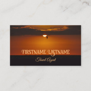 Travel agent dramatic sky ocean beach sunset business card