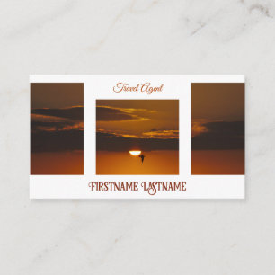 Travel agent dramatic sky ocean beach sunset business card