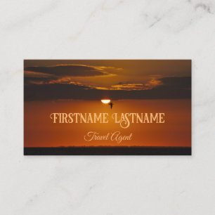 Travel agent dramatic sky ocean beach sunset business card
