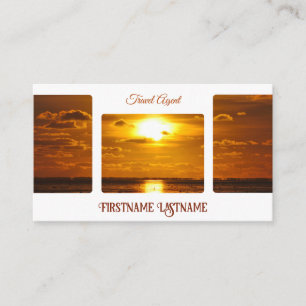 Travel agent dramatic sky ocean beach sunset business card