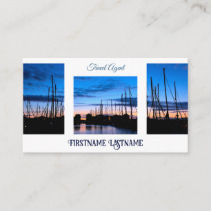 Travel agent dramatic sky ocean marina sunset business card