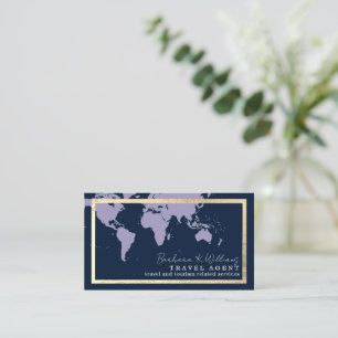 Travel Agent elegant dark-blue Business Card 