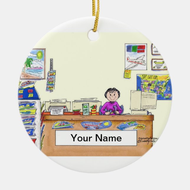 Travel Agent - Female Ceramic Tree Decoration (Front)