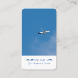 Travel agent flight aeroplane in blue sky flying business card