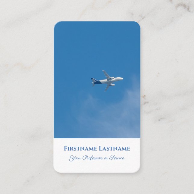 Travel agent flight aeroplane in blue sky flying business card (Front)