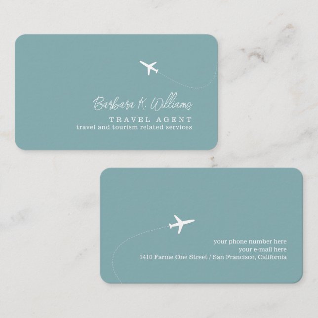 Travel Agent grayish blue Calling Card (Front/Back)