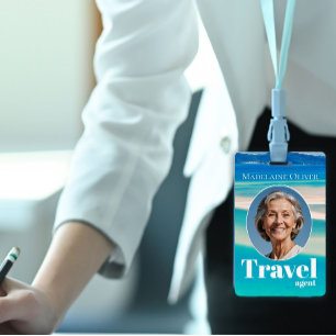 Travel Agent ID Blue Ocean Beach Employee ID Badge
