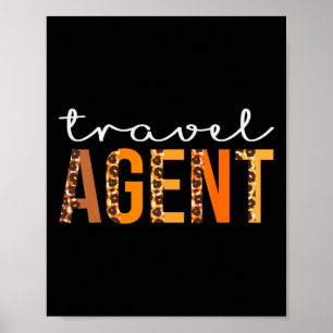 Travel Agent leopard Squad Cute Fall Autumn Thanks Poster