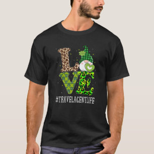 Travel Agent Love St Patricks Day Gnome Leopard Wo T-Shirt