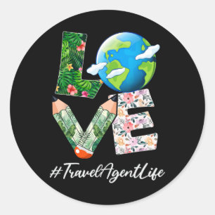 Travel Agent Love World Earth Day Save The Planet Classic Round Sticker