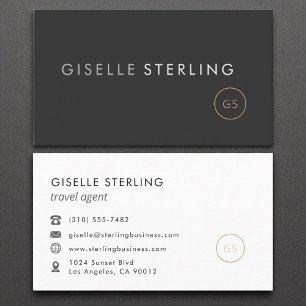 Travel Agent Luxury Black Elegant Modern Business Card