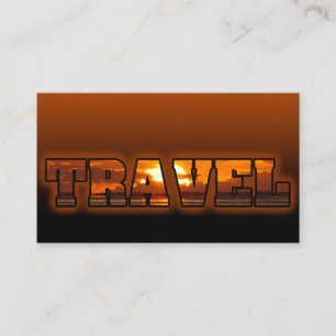 Travel agent ocean sunset dark orange beach business card