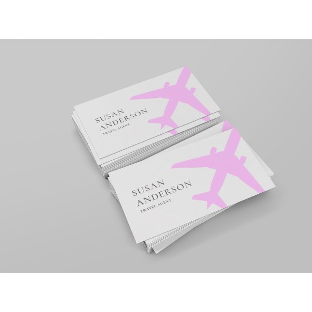 Travel Agent Pink Aeroplane Business Card (Creator Uploaded)