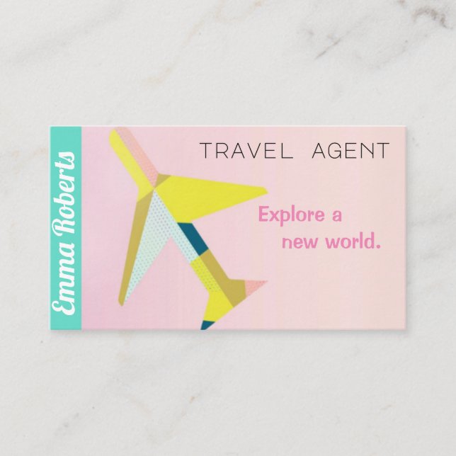 Travel Agent Plane Pink Business Card (Front)