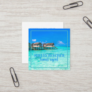 Travel Agent Summer Tropical Beach Ocean Square Business Card