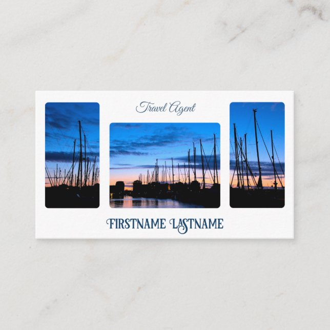 Travel agent sunset sky at ocean beach QR-Code Business Card (Front)