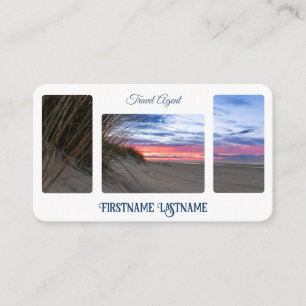 Travel agent sunset sky at ocean beach QR-Code Business Card