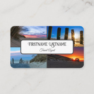 Travel agent sunset sky ocean beach photos QR-Code Business Card