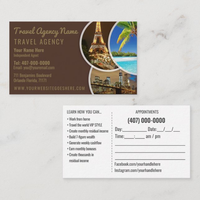Travel Agent Template Business Card (Front/Back)