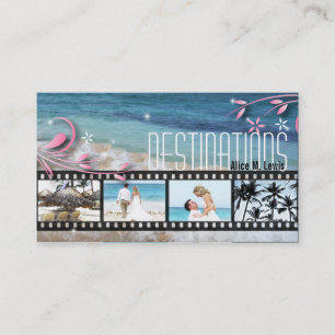 Travel Agent Wedding Film Photo Business Card Blue