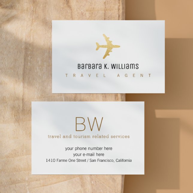 Travel Agent White Business Card with an Aeroplane (Creator Uploaded)
