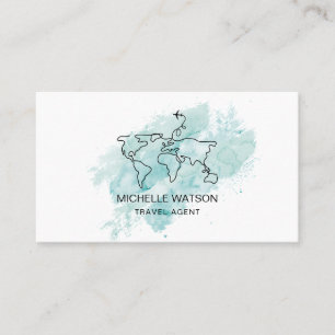 Travel Agent World Map Aeroplane Vacation Business Business Card