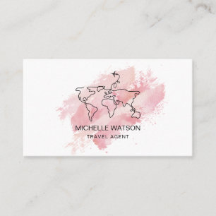Travel Agent World Map Aeroplane Vacation Business Card
