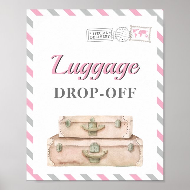 Travel Airplane Party Luggage Drop-off Gift Table Poster (Front)
